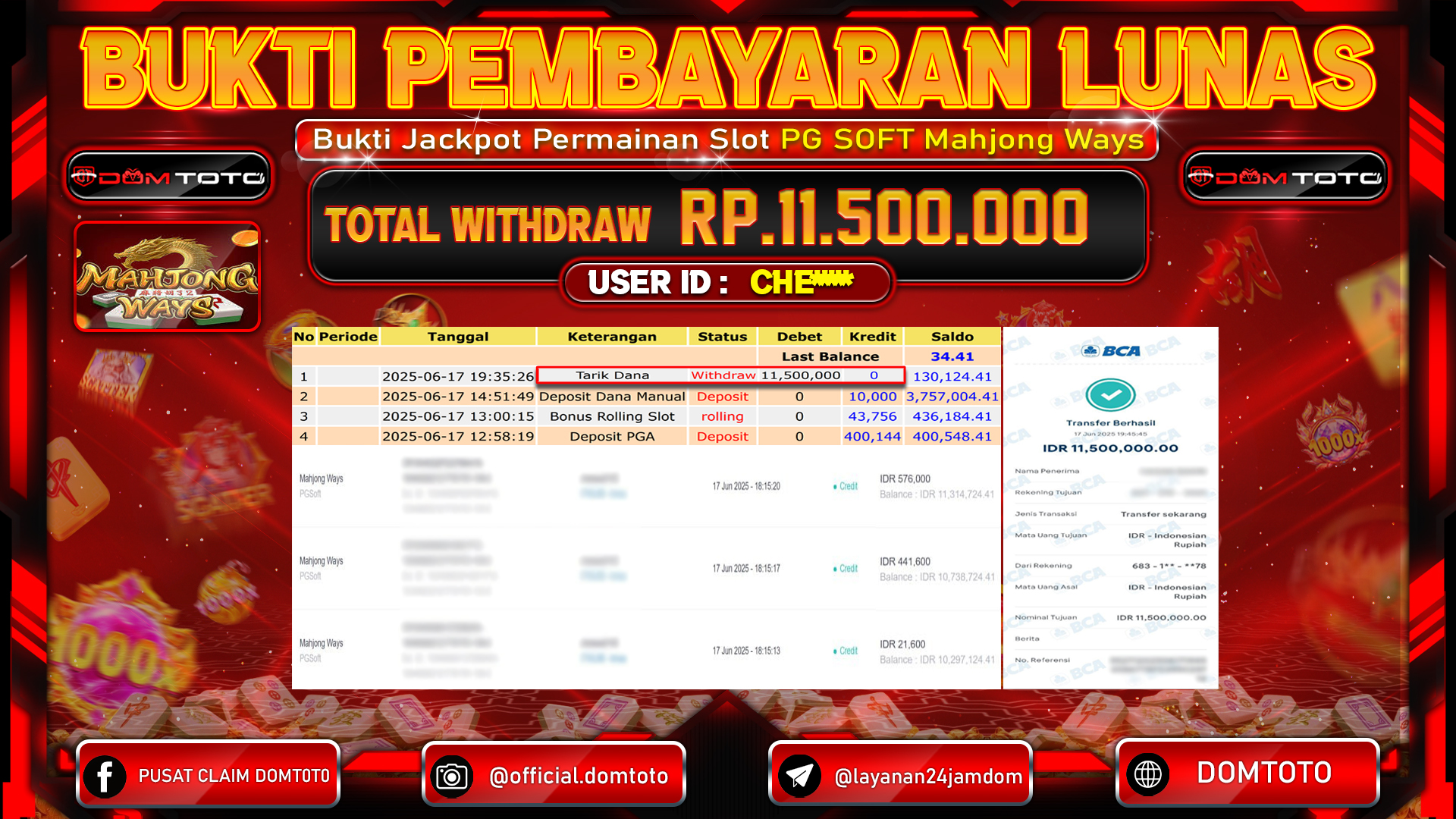 JACKPOT SLOT MAHJONG WAYS 17  JUNI 2025